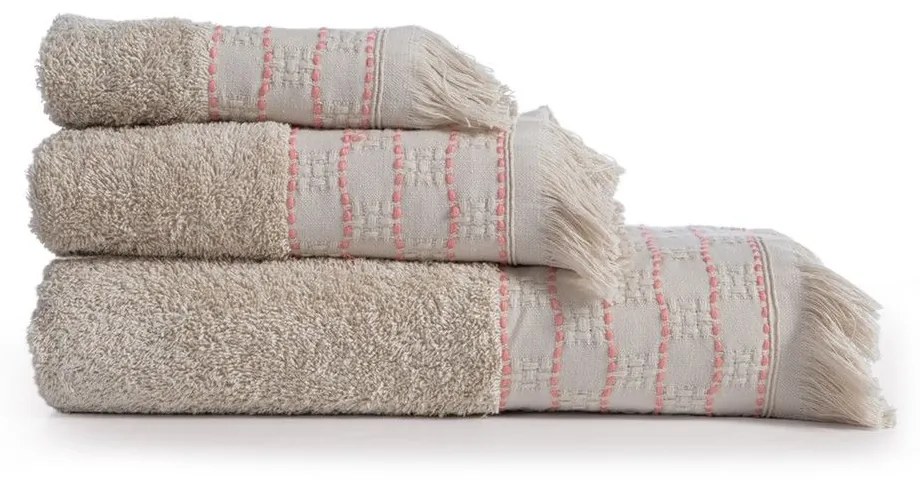 Πετσέτες Quantro (Σετ 3τμχ) Beige Nef-Nef Homeware Towels Set 70x140cm 100% Βαμβάκι