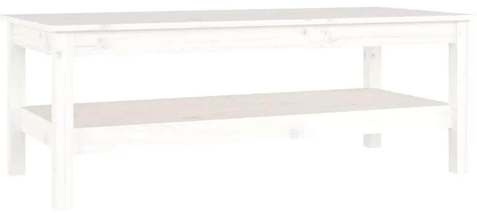 Τραπεζάκι Σαλονιού Λευκό 110x50x40 εκ από Μασίφ Ξύλο Πεύκου - Λευκό