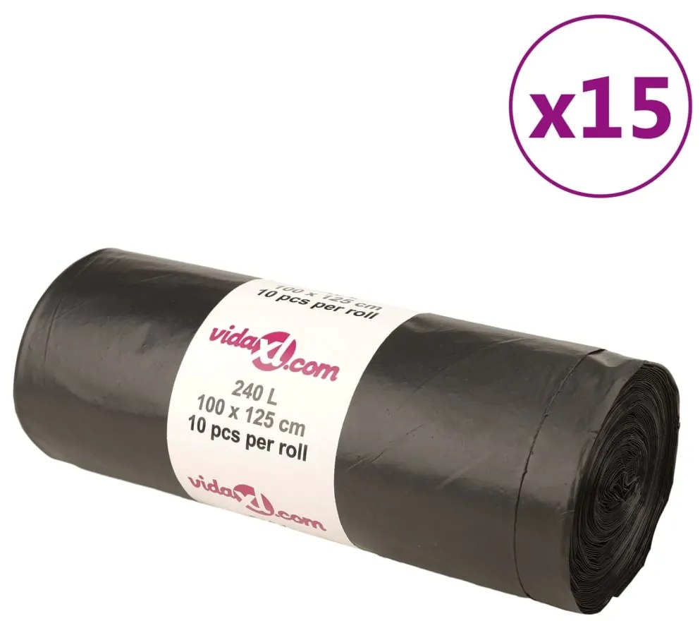 vidaXL Σακούλες απορριμμάτων 150 τεμ. Μαύρες 240 Λ.