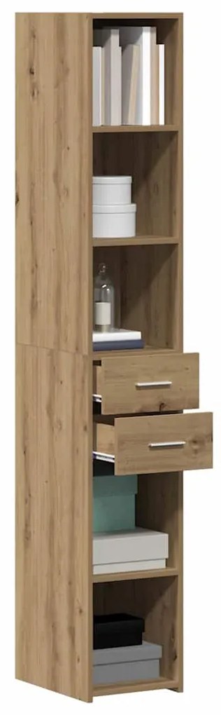vidaXL Βιβλιοθήκη με συρτάρι Artisan Oak 30 x 42.4 x 185.2 εκ.