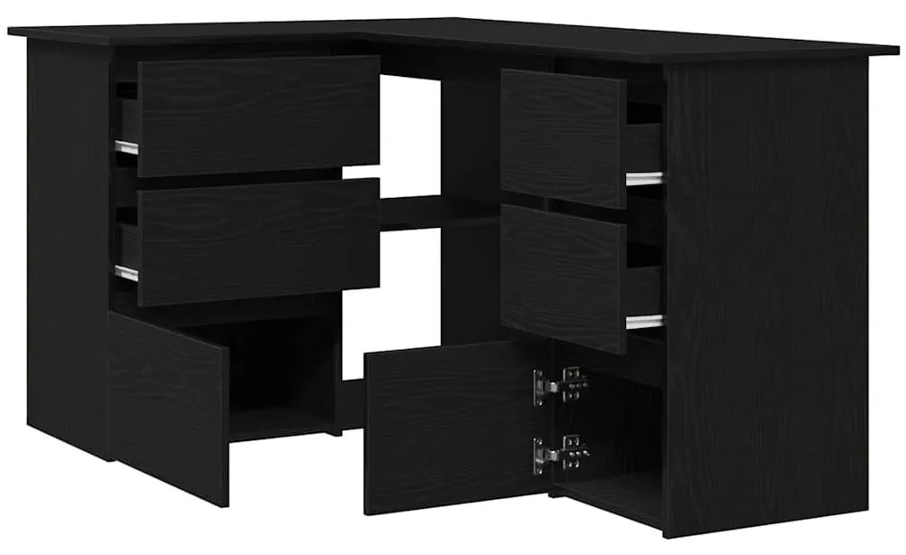 vidaXL Γωνιακό γραφείο Μαύρη δρυς 145 x 100 x 76 εκ Επεξεργασμένο ξύλο