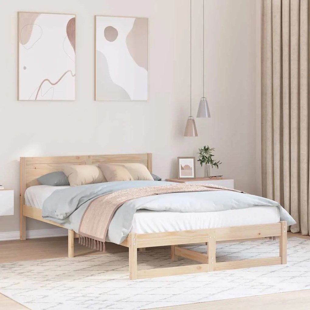 vidaXL Σκελετός Κρεβατιού Φυσικό 120 x 200 cm Στερεά ξυλεία πεύκου