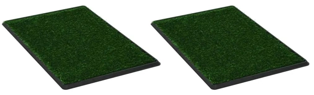 vidaXL Τουαλέτες Κατοικίδ. 2 τεμ Πράσινες 76x51x3 εκ Δίσκος/Συνθ. Χλόη