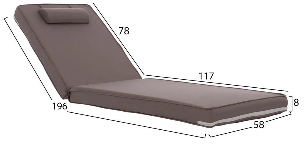 ΜΑΞΙΛΑΡΙ ΞΑΠΛΩΣΤΡΑΣ TEXTILENE 600gr SIFNOS ΜΟΚΑ HM11236.04T 196(117+1+78)x58x9εκ. (1 Τεμμάχια)