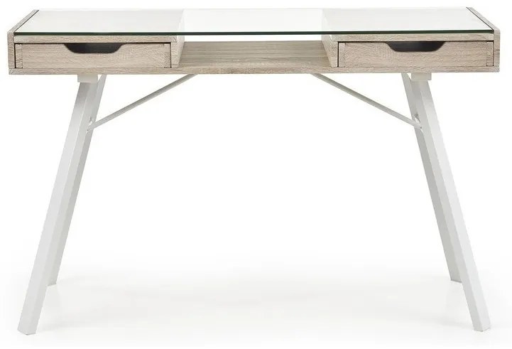 Τραπέζι γραφείου Houston 499, Με συρτάρια, Αριθμός συρταριών: 2, 76x120x60cm, 39 kg, Sonoma οξιά, Άσπρο | Epipla1.gr