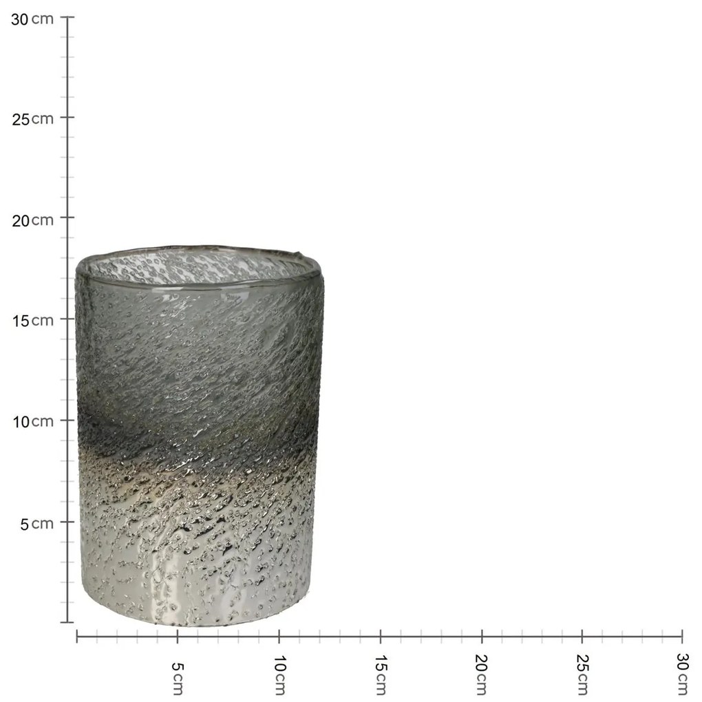 Κηροπήγιο Ασημί Γυαλί 12x12x17cm - 05150352 - 05150352