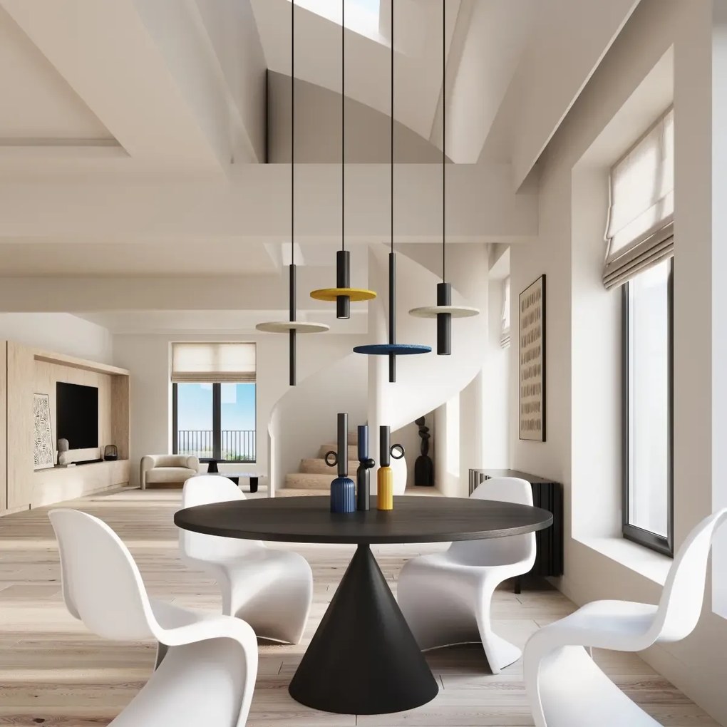 Κρεμαστό φωτιστικό FELTRO 1 μαύρο/μπεζ/τσόχα/χάλυβας/1x8W