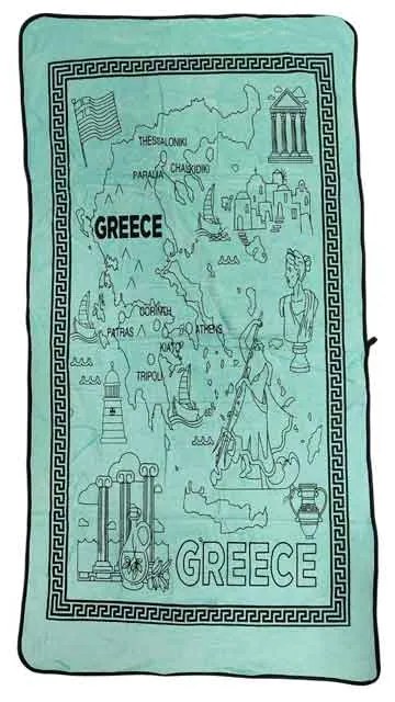 Πετσέτα θαλάσσης Greece Με Χάρτη Της Ελλάδας 140x70cm - Beach towel