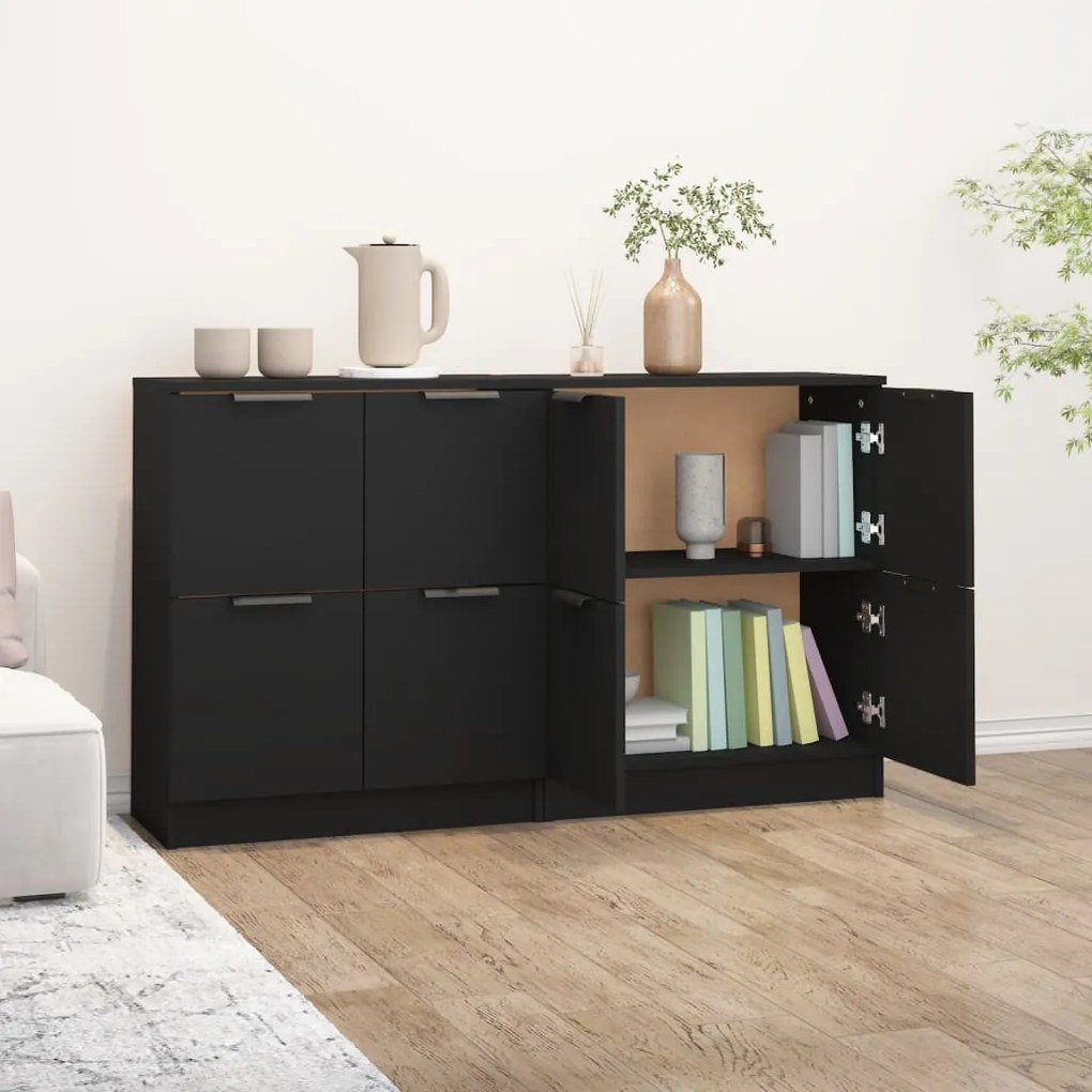 vidaXL Ντουλάπια 2 τεμ. Μαύρα 60x30x70 εκ. Επεξεργασμένο Ξύλο