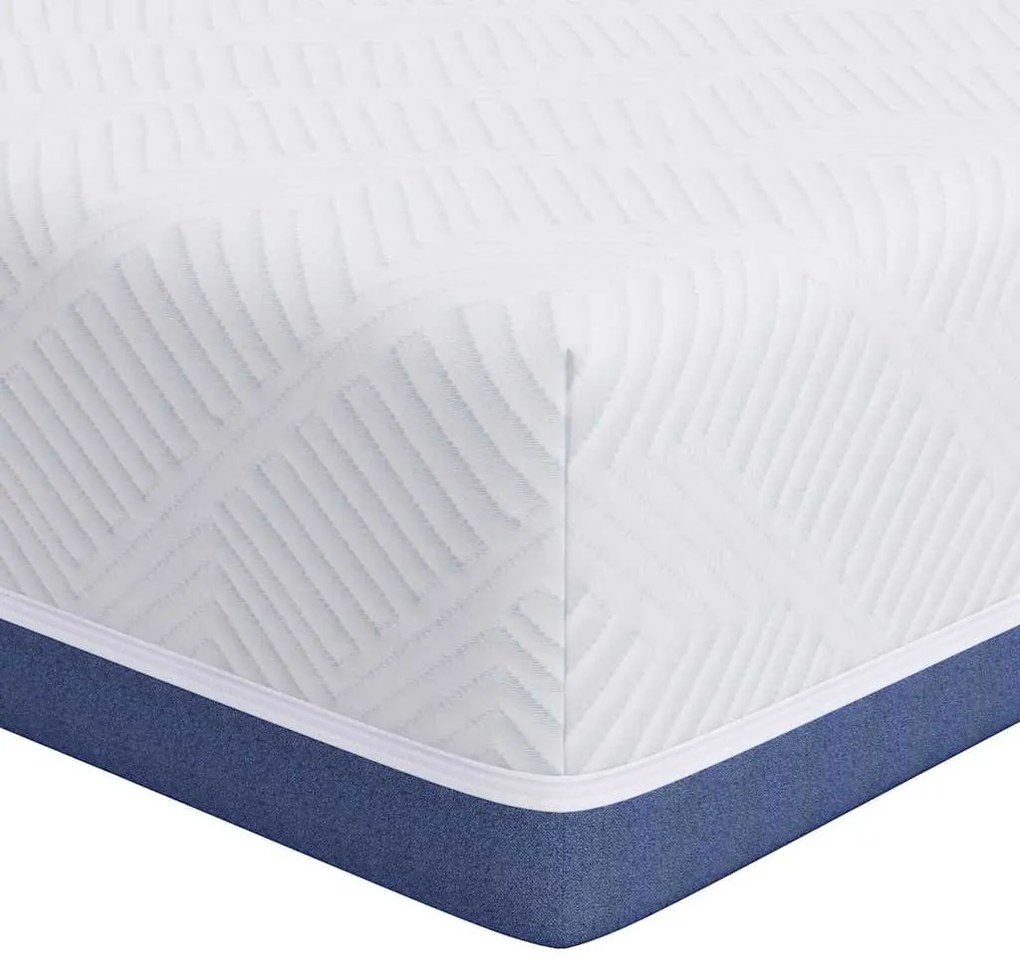 vidaXL Στρώμα Λευκό και Μπλε 200 x 200 cm Αφρός Εμποτισμένος με Gel