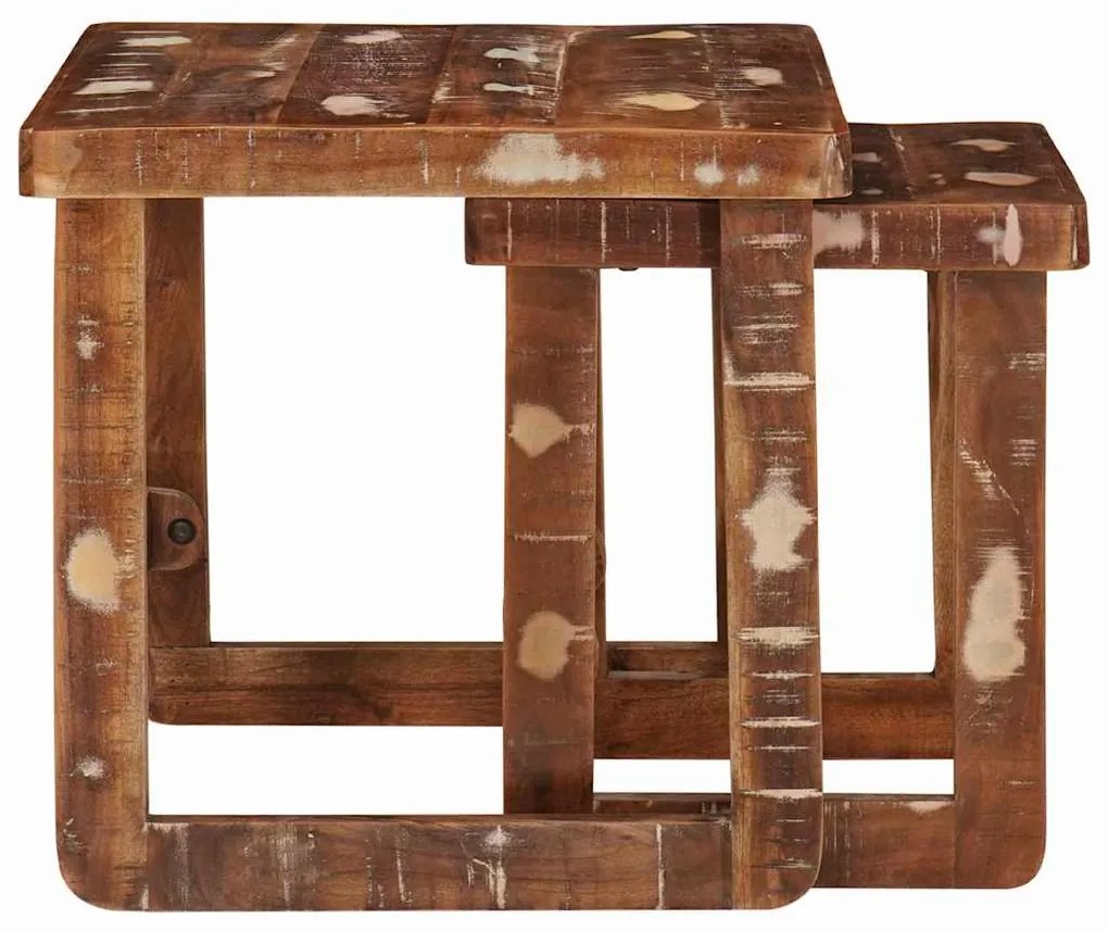 vidaXL Ένθετα τραπέζια 2 pcs 46 x 46 x 45 εκ. Στερεό Ανακτηθέν Ξύλο