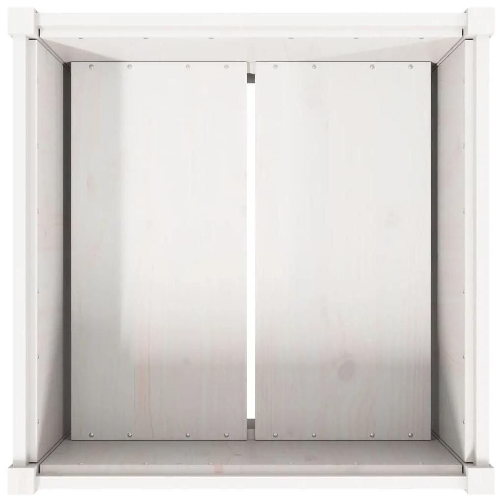 Ζαρντινιέρα Λευκή 70 x 70 x 70 εκ. από Μασίφ Ξύλο Πεύκου - Λευκό