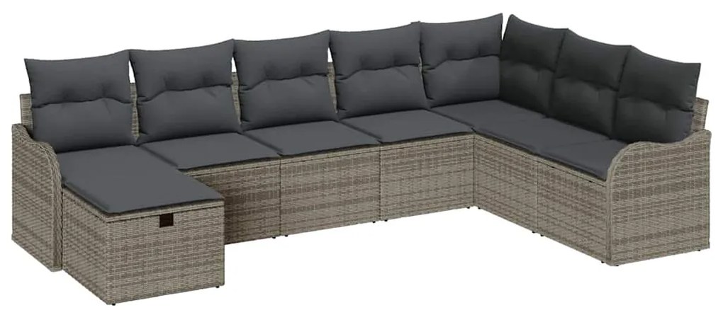 vidaXL Σετ Καναπέ Κήπου 8 pcs Γκρι 287,5 x 177,5 x 85 εκ. Πολυ ράταν