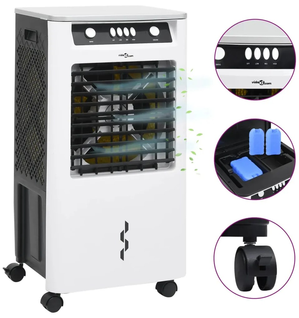 vidaXL Air Cooler Φορητό 3 σε 1 Ασπρόμαυρο 73 x 38 x 30,5 εκ. 80 W