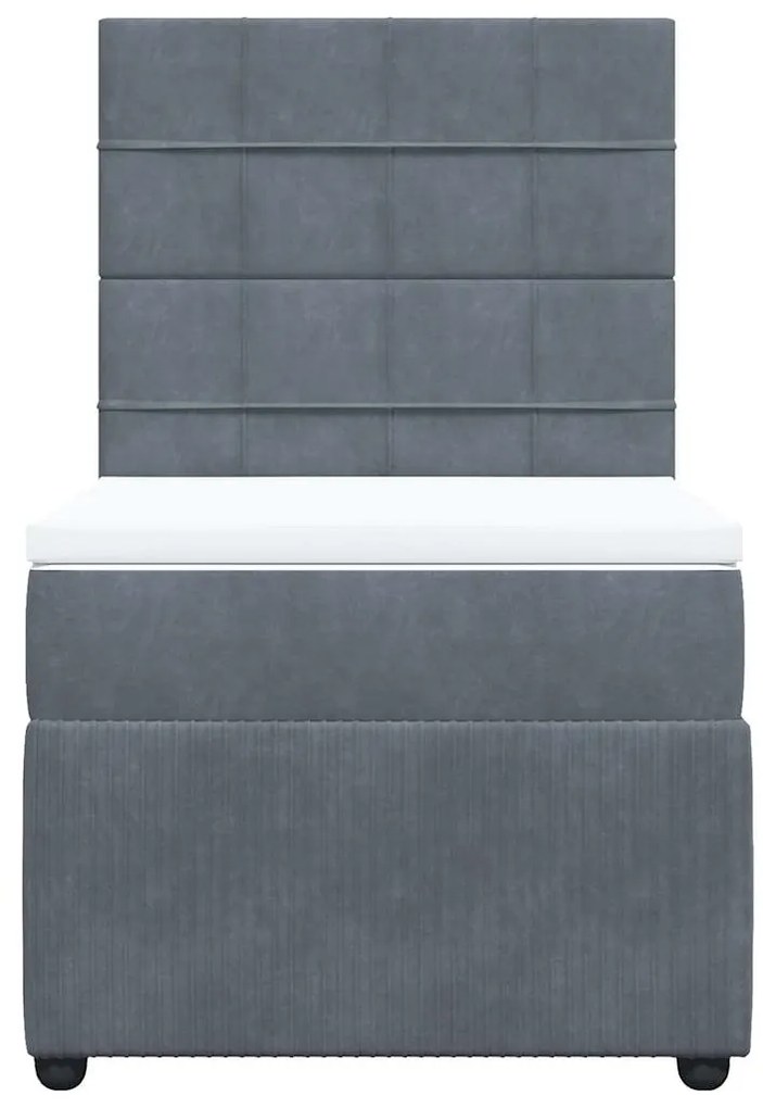 vidaXL Κρεβάτι Boxspring με Στρώμα Σκούρο Γκρι 90x200 εκ. Βελούδινο