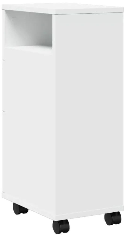 vidaXL Ντουλάπι Μπάνιου Στενό με Ροδάκια Λευκό Επεξ. Ξύλο