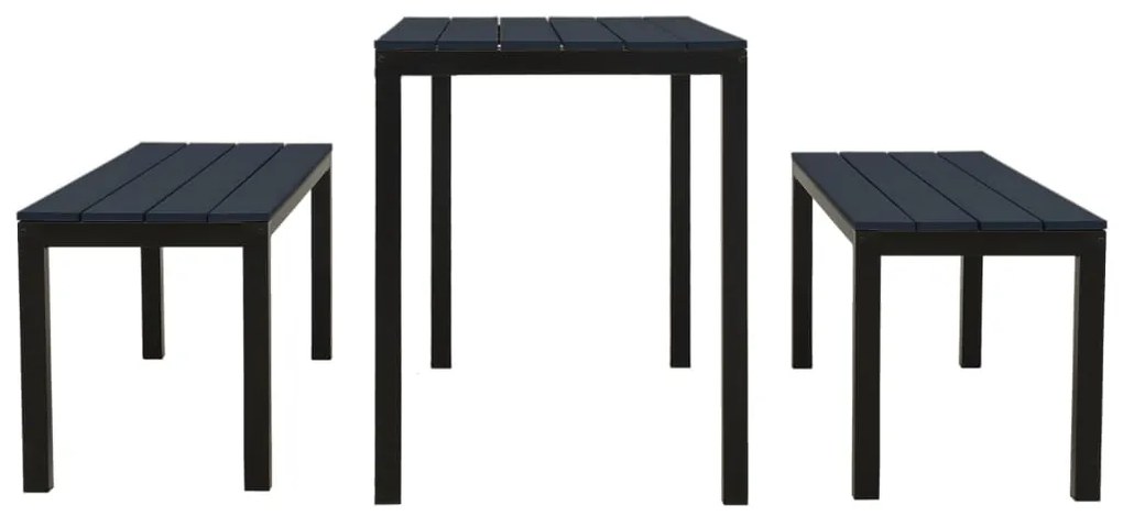 vidaXL Σετ Τραπεζαρίας Κήπου 3 Τεμαχίων Μαύρο από Ατσάλι / WPC