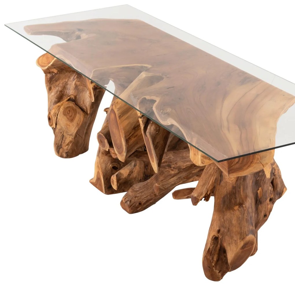 Τραπεζάκι σαλονιού ΡΙΖΑ C9396 από Ξύλο Teak με Γυαλί Ασφαλείας TOP 140x45x40Yεκ. 140x45x40 εκ.