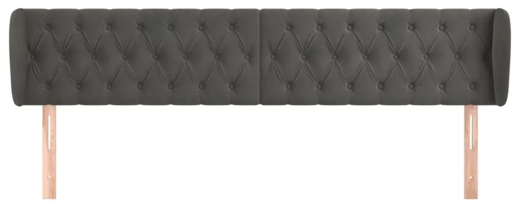 Κεφαλάρι με Πτερύγια Σκούρο Γκρι 203x23x78/88 εκ. Βελούδινο 3117547