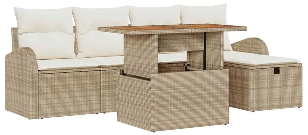 vidaXL Σετ Καναπέ Κήπου 6 pcs Μπεζ συνθετικό ρατάν