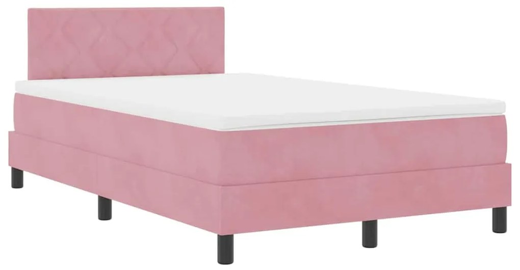 vidaXL Κρεβάτι με ελατήρια με στρώμα Ροζ 120 x 190 cm Βελούδο