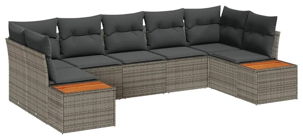 vidaXL Σετ Καναπέ Κήπου 7 pcs Γκρι 289 x 154 x 85 εκ. Πολυ ράταν
