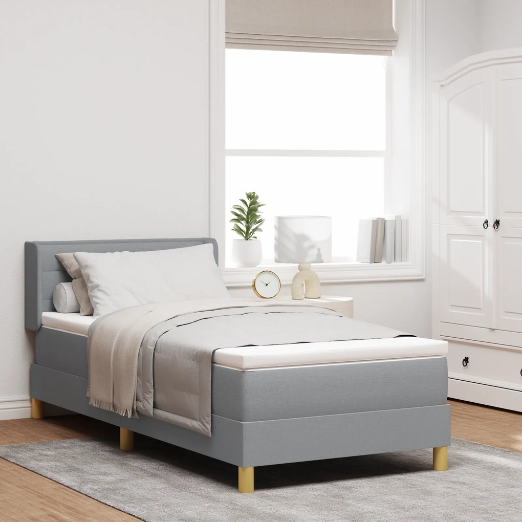 vidaXL Κρεβάτι Box Spring με Στρώμα σε Ανοιχτό Γκρι, 100 x 200 cm, Ύφασμα