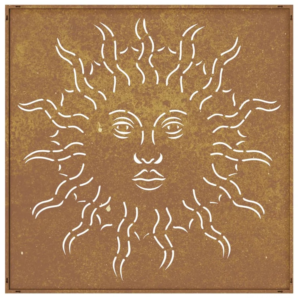 vidaXL Διακοσμητικό Κήπου Επιτοίχιο Σχ. Ήλιος 55x55 εκ. Ατσάλι Corten