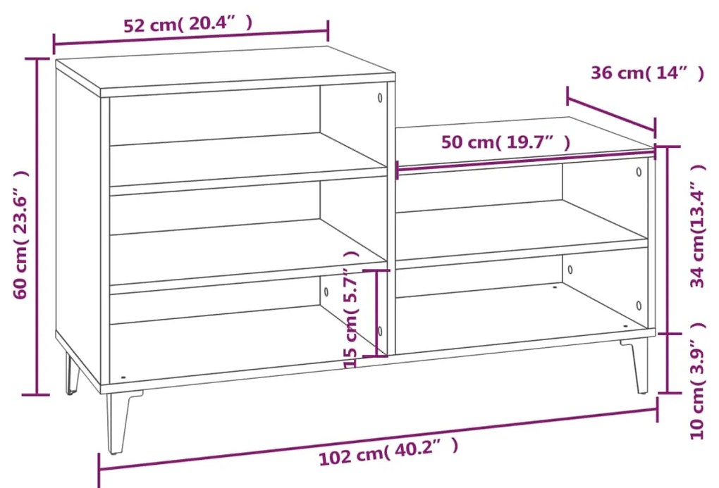 ΠΑΠΟΥΤΣΟΘΗΚΗ ΓΚΡΙ SONOMA 102X36X60 ΕΚ. ΑΠΟ ΕΠΕΞΕΡΓΑΣΜΕΝΟ ΞΥΛΟ 819738