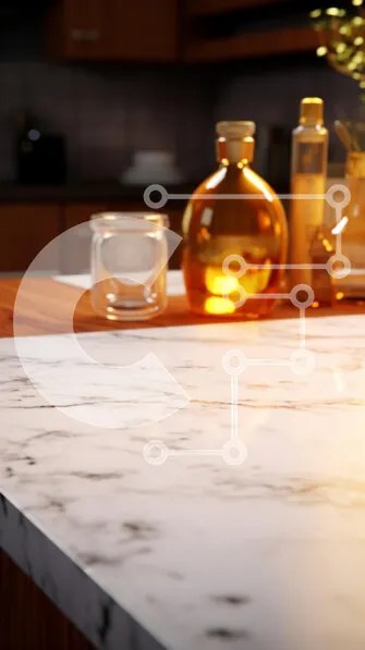 Intra Συλλεκτικό Ξύλινο Παζλ Plywood  4mm - Κομψός πάγκος κουζίνας με μαρμάρινη επιφάνεια Σε Ξύλινο Κουτί - Διαστάσεις Puzzle: 10x10 cm – 25 κομμάτια