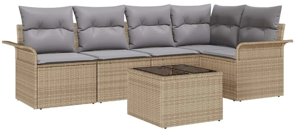 vidaXL Σετ Καναπέ Κήπου 6 pcs 242.5 x 132.5 x 85 εκ. Πολυ ράταν