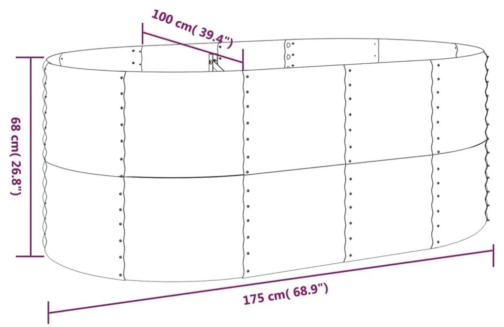 Ζαρντινιέρα Γκρι 175x100x68 εκ. Ατσάλι με Ηλεκτρ. Βαφή Πούδρας - Γκρι