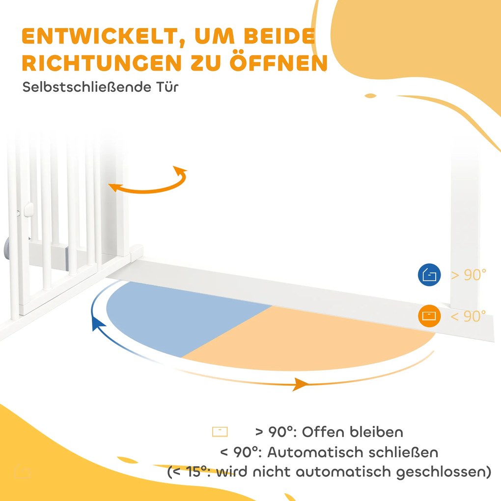 PawHut Πύλη ασφαλείας για σκύλους, διπλό κλείδωμα, αυτόματη πόρτα, ύψος 104 cm, ατσάλι, Λευκό