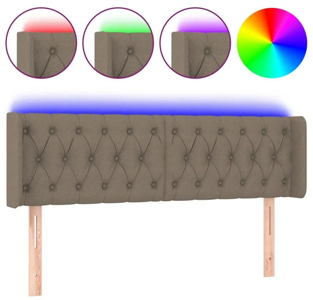Κεφαλάρι Κρεβατιού LED Taupe 147x16x78/88 εκ. Υφασμάτινο - Μπεζ-Γκρι