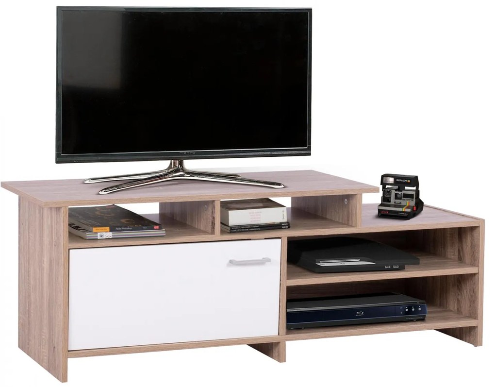 Έπιπλο τηλεόρασης SCOTT Μελαμίνη Sonoma - Λευκό 123x39.5x45.5Yεκ. 123x39.5x45.5 εκ.