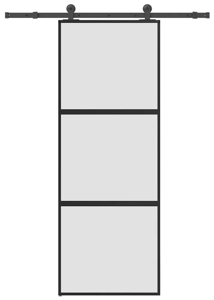 vidaXL Συρόμενη πόρτα με σετ υλικού 76x205 cm από γυαλί&amp;Αλουμίνιο