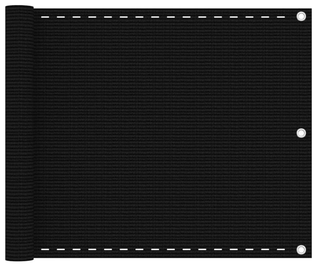 Διαχωριστικό Βεράντας Μαύρο 75x600 εκ. από HDPE