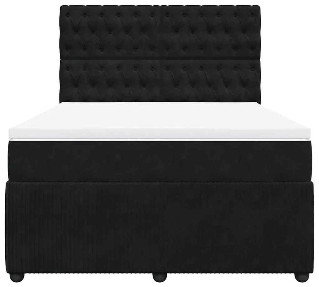 vidaXL Κρεβάτι Boxspring με Στρώμα Μαύρο 140x200 εκ. Βελούδινο