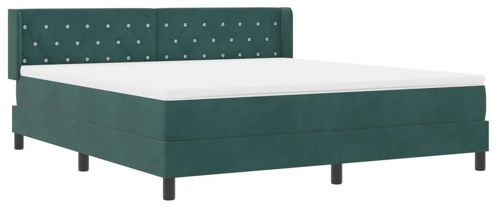 vidaXL κρεβάτι Box Spring με στρώμα Σκούρο Πράσινο 180x200 εκ Βελούδο
