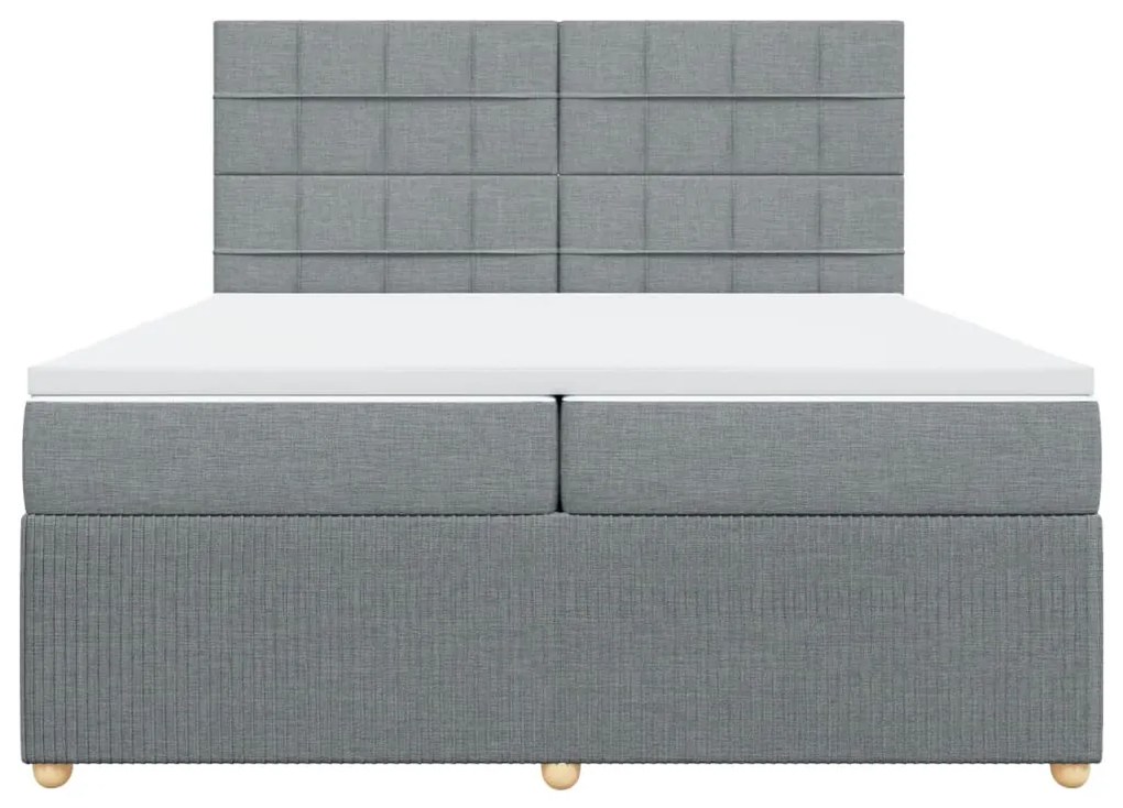 Κρεβάτι Boxspring με Στρώμα Ανοιχτό Γκρι 200x200 εκ. Υφασμάτινο - Γκρι