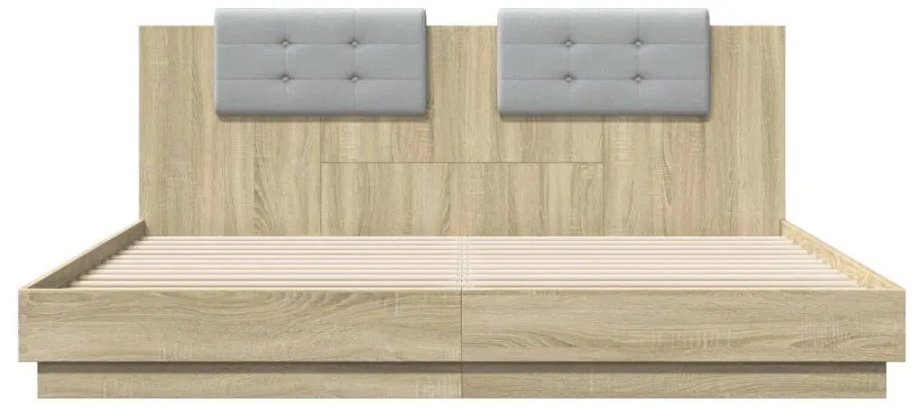 vidaXL Πλαίσιο Κρεβατιού με Κεφαλάρι/LED Sonoma δρυς 180x200 εκ.