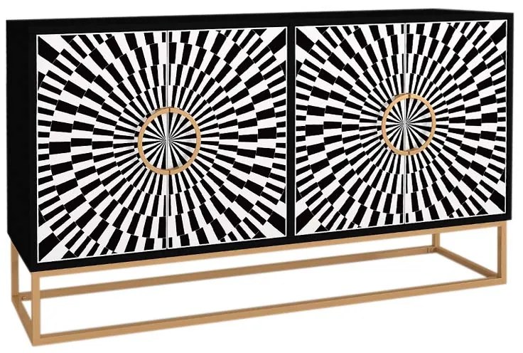 Μπουφές Gradel Megapap χρώμα μαύρο - ασπρόμαυρο 150x35x83,6εκ.