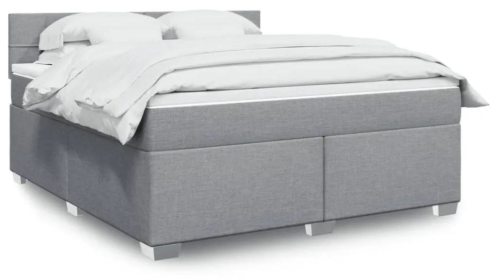 vidaXL Κρεβάτι Boxspring με Στρώμα Ανοιχτό Γκρι 180x200 εκ. Υφασμάτινο