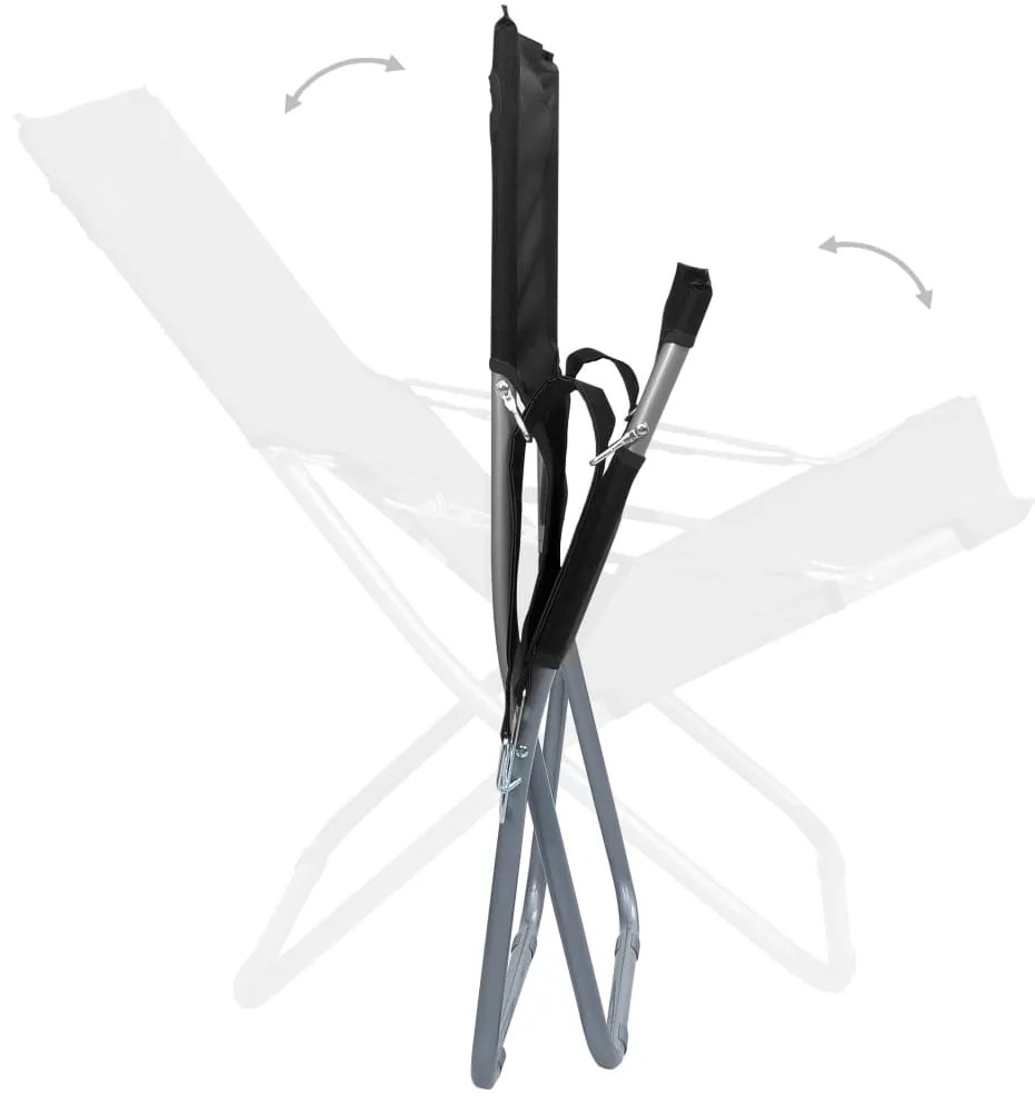 vidaXL Καρέκλες Παραλίας Πτυσσόμενες 2 τεμ. Μαύρες Υφασμάτινες