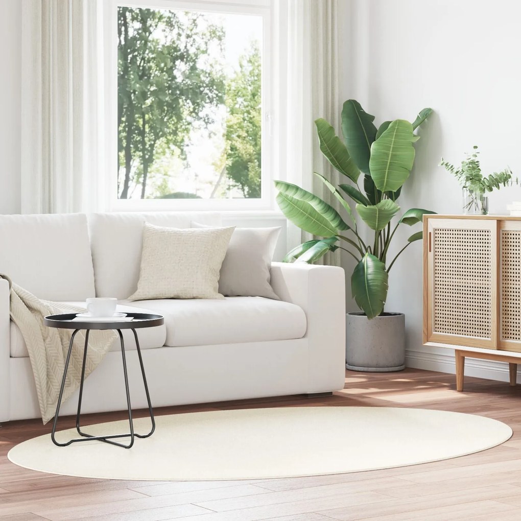 vidaXL Χαλιά Κρεμ Μαλλί 140 x 200 εκ. Ανθεκτικό Χαλί χώρου Ωοειδές