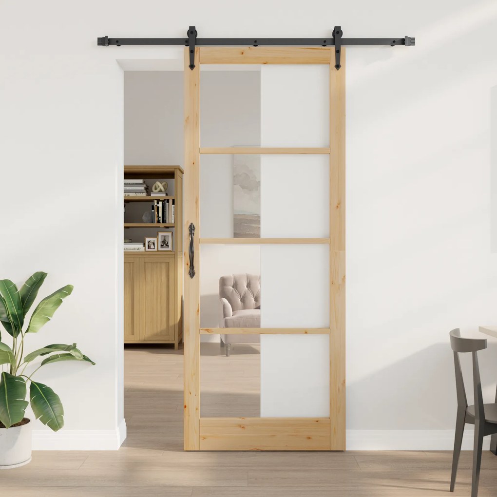vidaXL Συρόμενη Πόρτα με σετ υλικών 83x232 εκ Στρατηγική Ξύλου Πεύκο