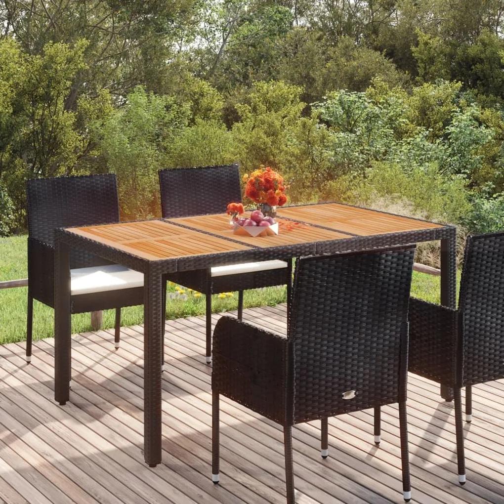 Τραπέζι Κήπου με Ξύλινη Επιφάνεια Μαύρο 150x90x75 εκ Συνθ Ρατάν - Μαύρο