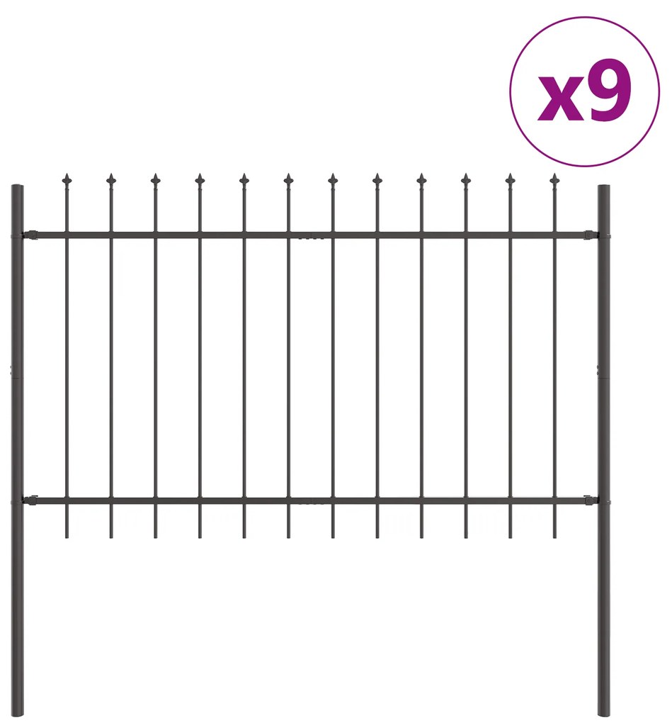 vidaXL Φράχτης Κήπου με Σημείο Λαβής Γκρι 15,3x0,8 μ Ατσάλι