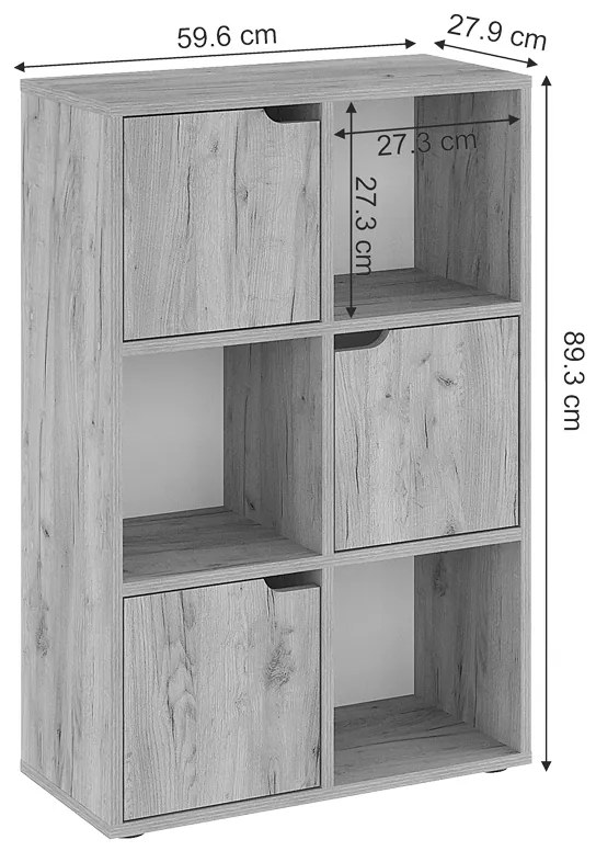 Βιβλιοθήκη Bookel pakoworld μελαμίνης σε oak απόχρωση 59.5x27.5x89εκ - 184-000102