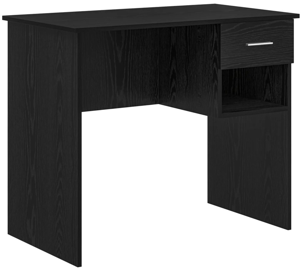vidaXL Γραφείο με Αποθήκευση Μαύρης Δρύς 90x49.5x75 cm Επεξεργασμένο Ξύλο